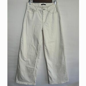 Oneso Women's Wide Leg Mid Rise Ecru Jeans With Contrasting Stitching Size 30